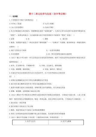 版中考化学 第十二单元化学与生活精练精析(含中考示例) 新人教版 课件