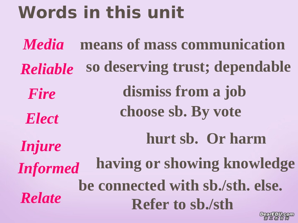 高二上学期unit2 news media全部知识点 新课标 人教版 课件_第3页