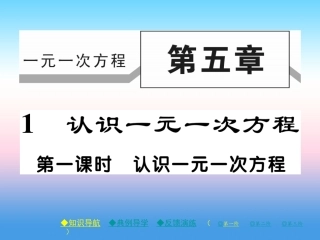 秋七年级数学上册 第五章 一元一次方程 1 认识一元一次方程 第1课时 认识一元一次方程作业课件 (新版)北师大版 课件