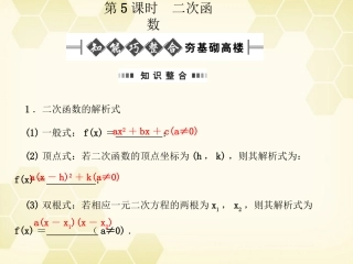 高考数学总复习 2.5二次函数课件 文 大纲人教版 课件