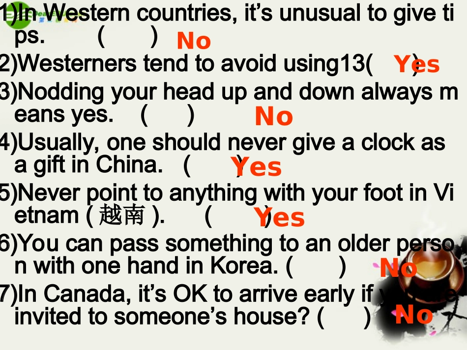 高中英语 Period 1-3 M6 Unit 3 Understanding each other welcome and reading课件 牛津版选修6 课件_第3页