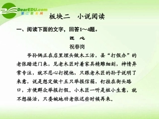 高考语文 小说阅读专题复习课件