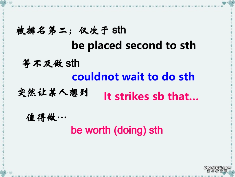 高一英语下学期词组复习资料B4 Unit1-Unit3课件 新课标 人教版 课件_第3页