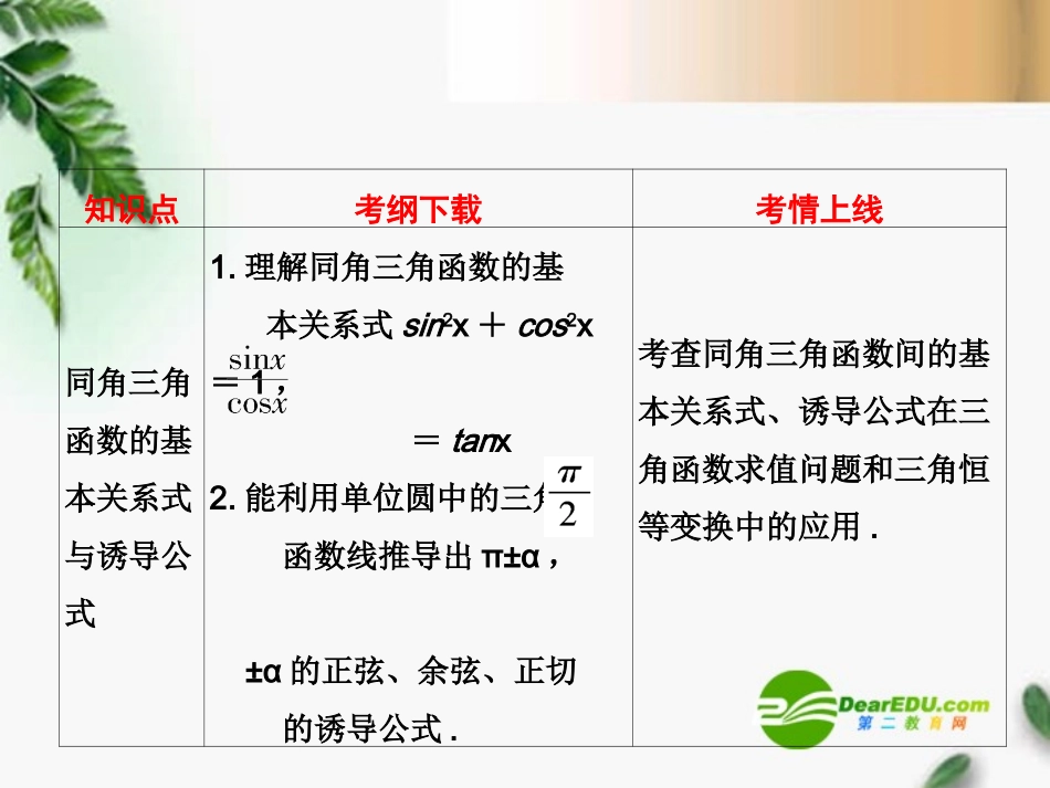 高考数学一轮复习 任意角和弧度制及任意的三角函数课件_第3页