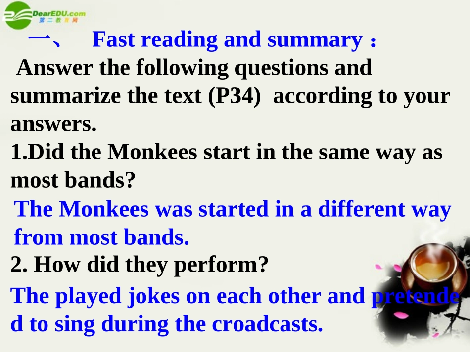 高中英语 Unit 5 MusicPart 2 Reading and Comprehension课件 新人教版必修2 课件_第2页