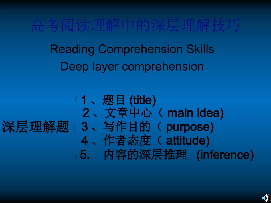 高考英语 阅读理解中的深层理解技巧 课件_第2页