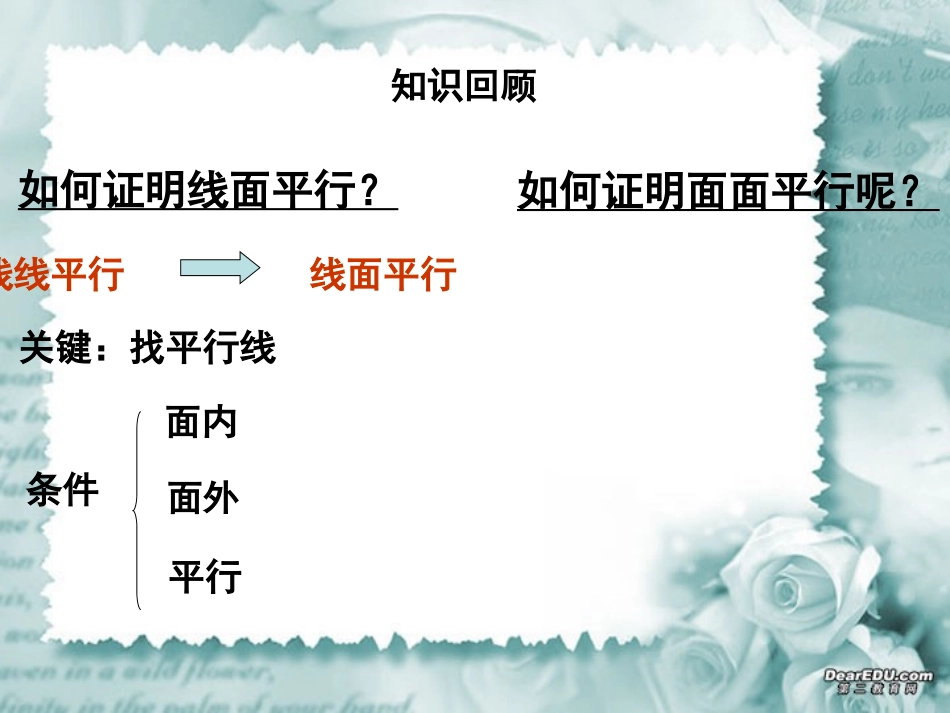 面面平行的判定 高二数学立体几何课件集一[整理十一套] 人教版 高二数学立体几何课件集一[整理十一套] 人教版_第2页