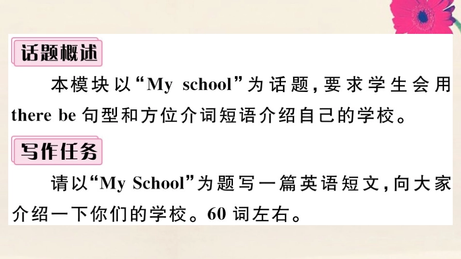 语上册 Module 3 My school模块写作专项作业课件 (新版)外研版 课件_第2页