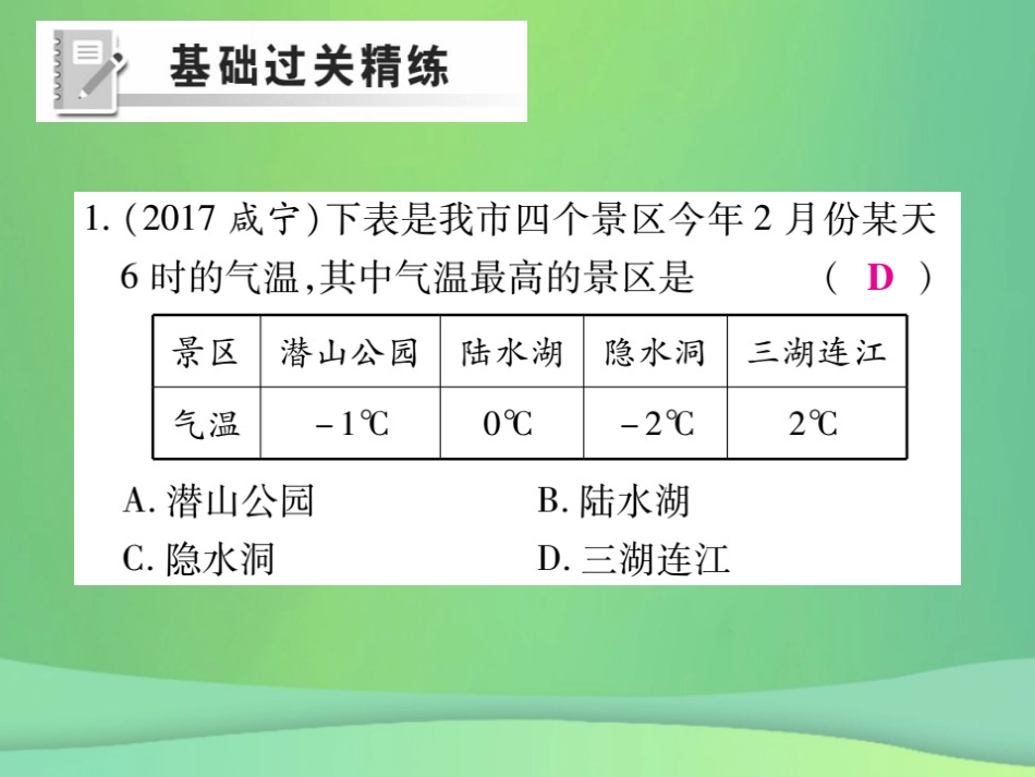 秋七年级数学上册 第2章 有理数 2.2 数轴 2.2.2 在数轴上比较数的大小练习课件 (新版)华东师大版 课件_第2页