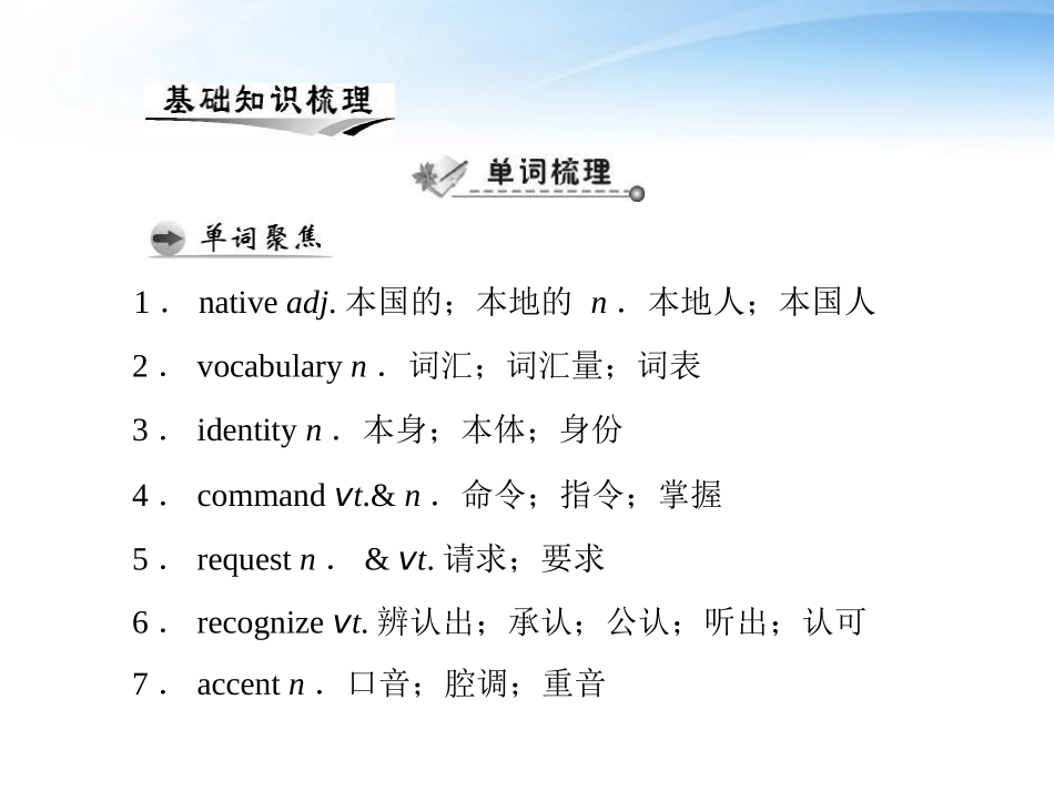 高考英语第一轮 基础知识梳理复习Unit2 English around the world课件 新人教版必修2 课件_第2页