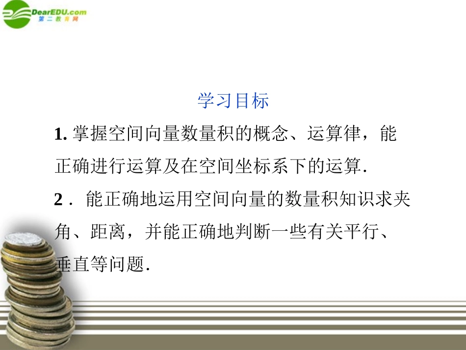 高中数学 第3章315空间向量的数量积精品课件 苏教版选修2-1 课件_第2页