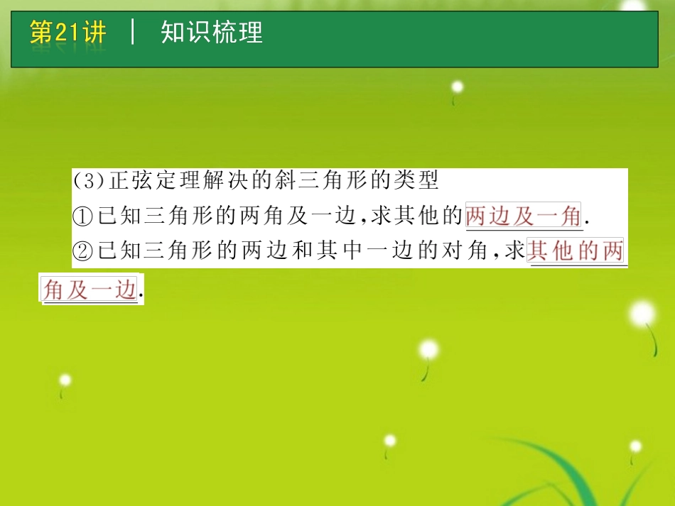 高考数学一轮单元复习 第21讲 解三角形课件_第3页