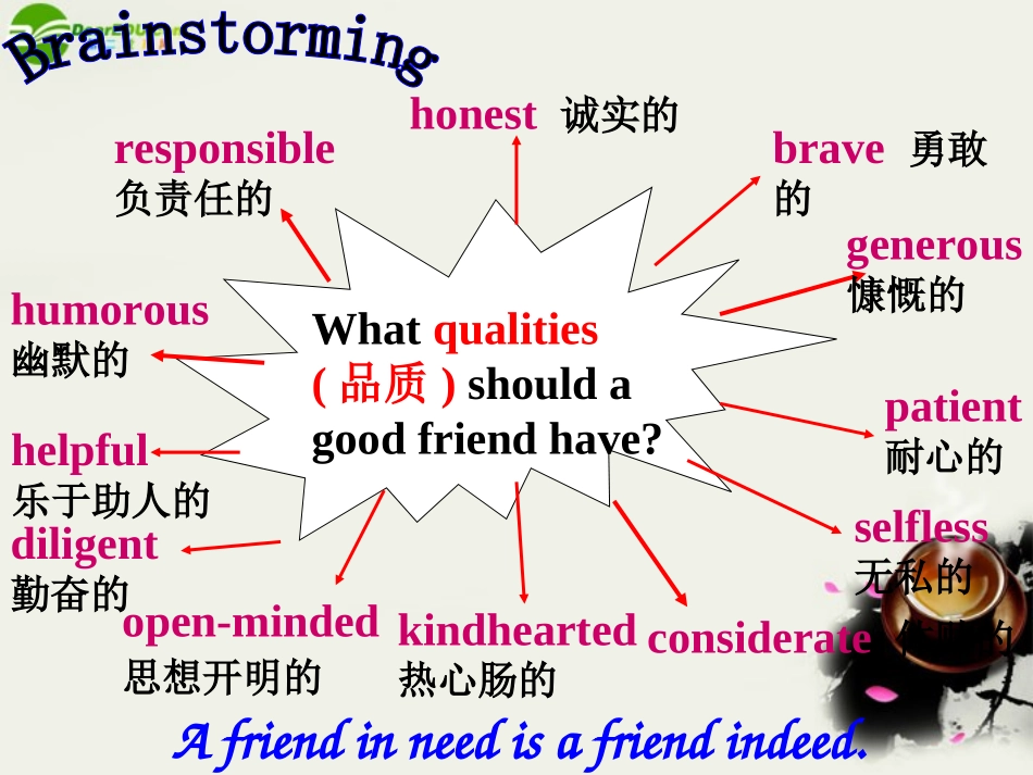 高中英语 warming up speaking and pre-reading课件 新人教版必修1 课件_第3页