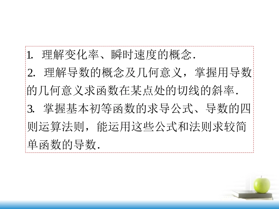 高考数学第一轮总复习 第15讲 导数的概念及运算课件 文 (湖南专版)  课件_第3页