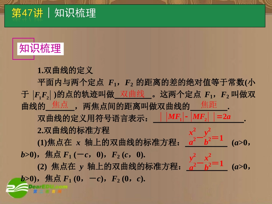 高考数学一轮单元复习 第47讲 双曲线课件_第2页