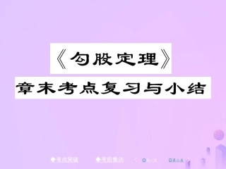 秋八年级数学上册 第一章 勾股定理章末复习与小结作业课件 (新版)北师大版 课件