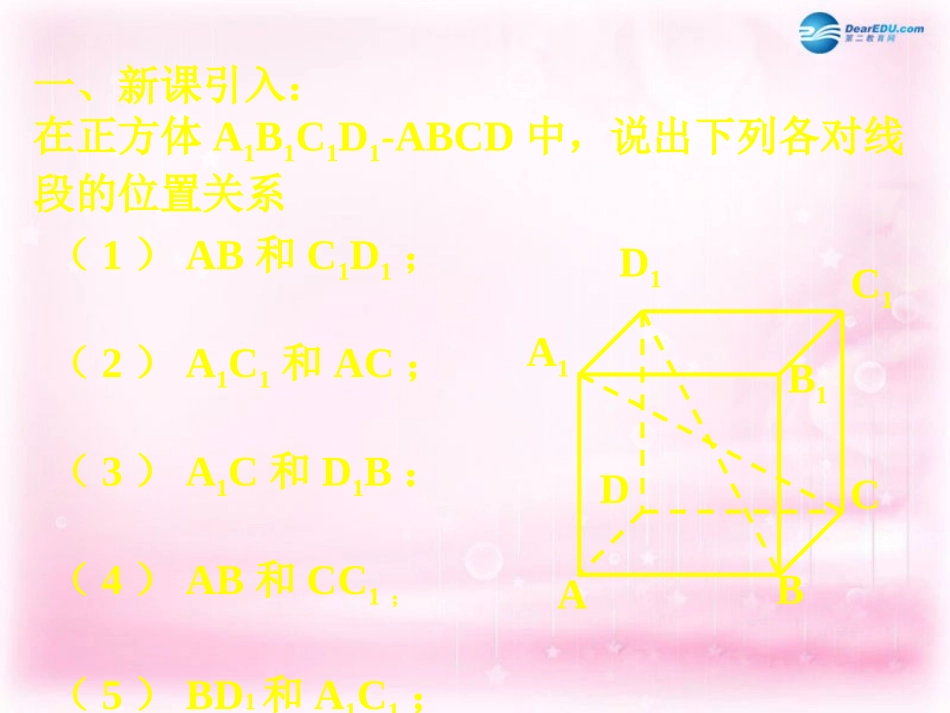 高中数学 122空间两条直线的位置关系(2)课件 苏教版必修2 课件_第2页