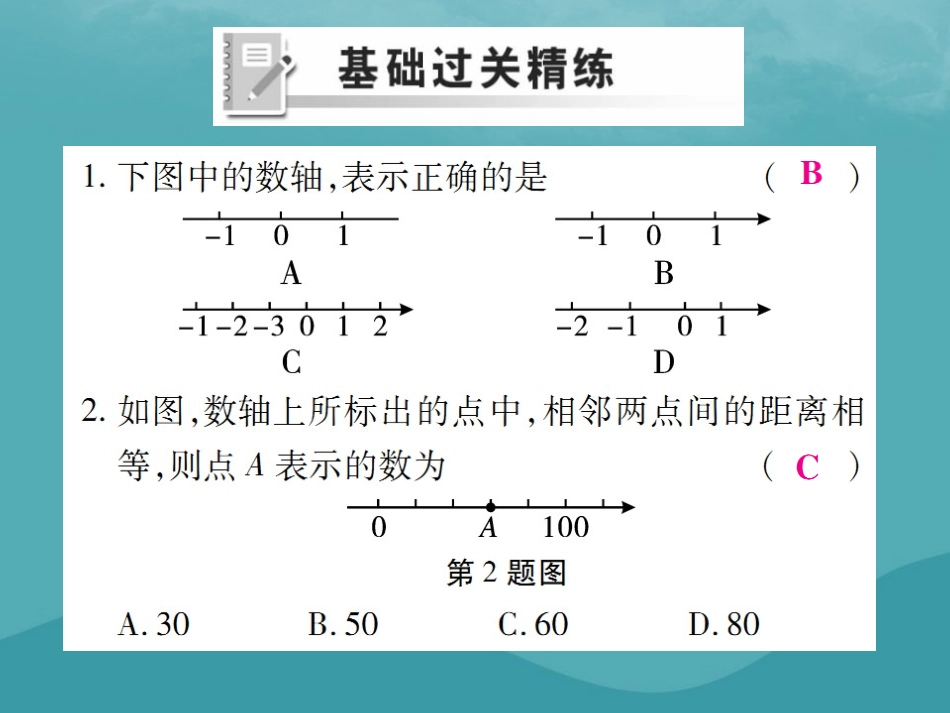 秋七年级数学上册 第一章 有理数 1.2 有理数 1.2.2 数轴练习课件 (新版)新人教版 课件_第2页