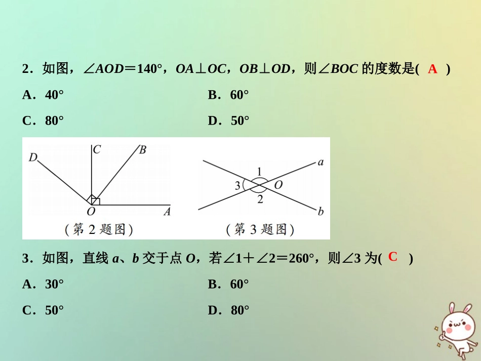 秋七年级数学上册 第5章 相交线与平行线章末小结课件 (新版)华东师大版 课件_第3页