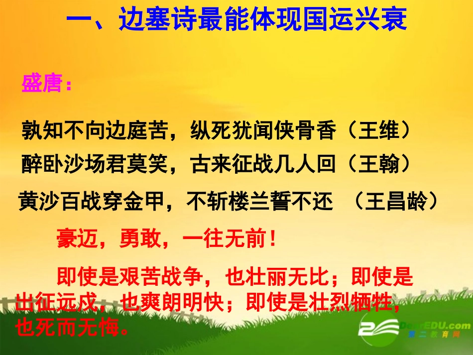 高中语文：边塞诗上课实用课件苏教版选修 课件_第3页