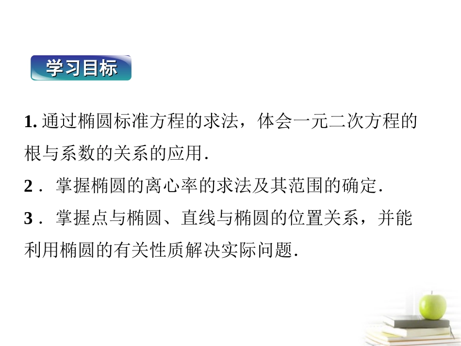 高中数学 第二章第二课时 椭圆方程及性质的应用课件 湘教版选修2-1 课件_第3页