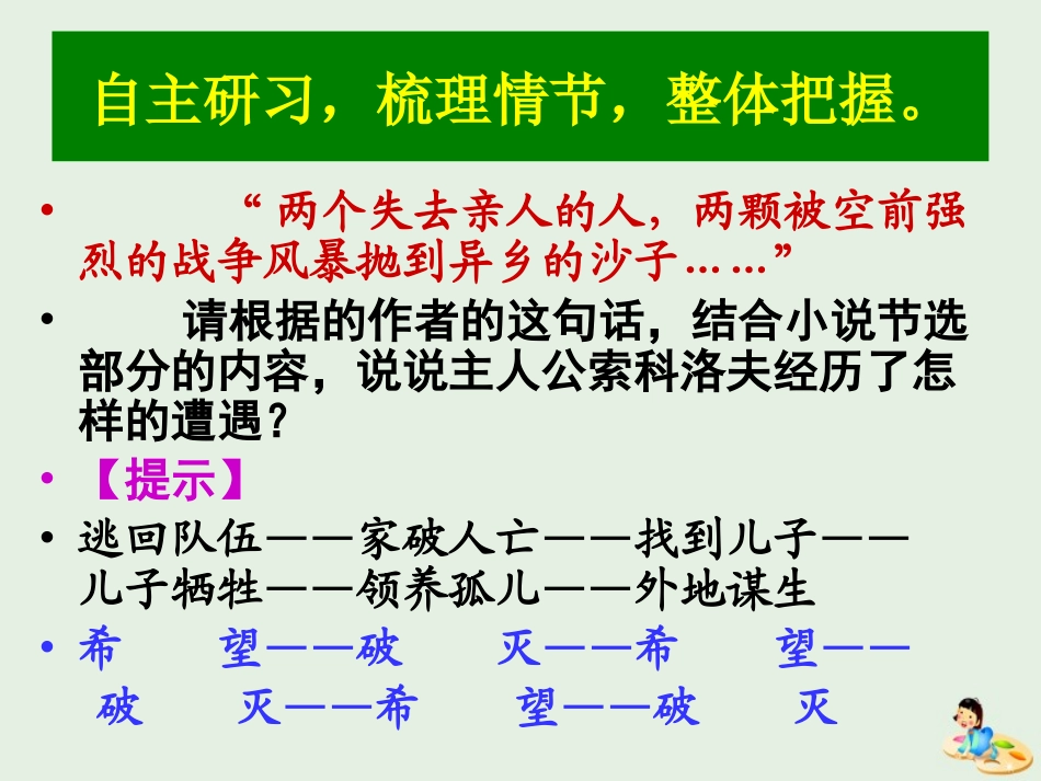 高中语文第二专题一个人的遭遇节选课件苏教版必修2 课件_第3页