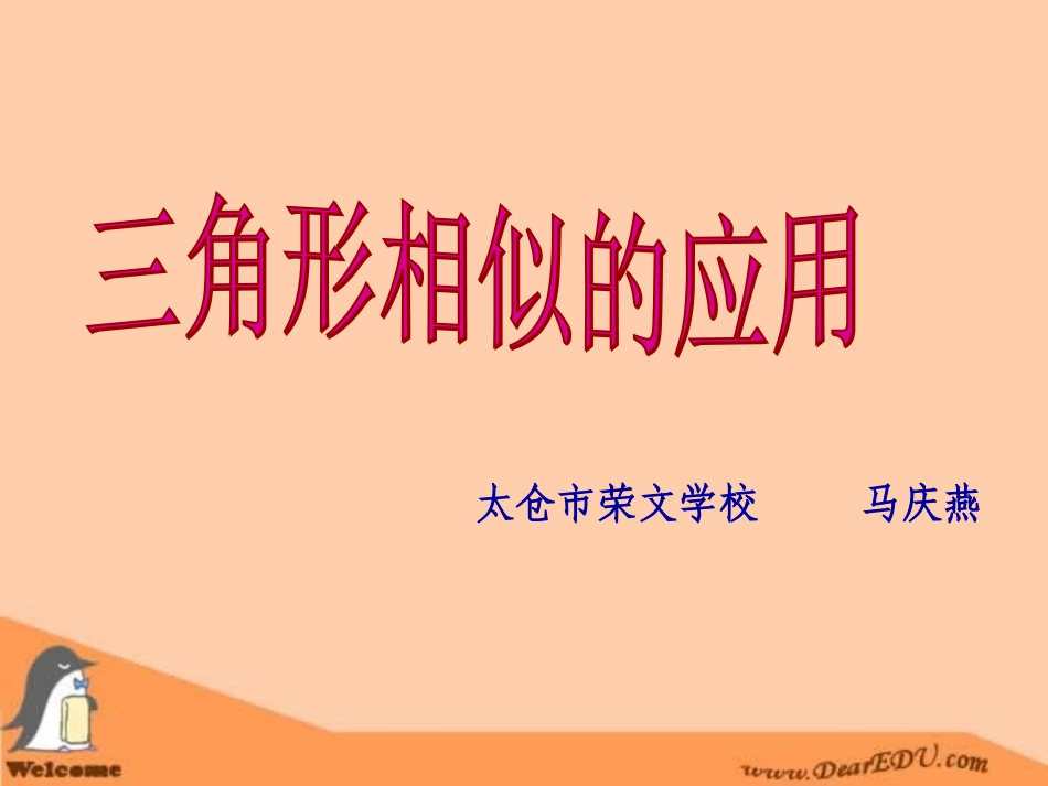 江苏省苏州市八年级数学相似三角形应用课件 华师大版 课件_第1页