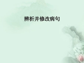 高考语文专题复习 辨析并修改病句课件 新人教版 课件
