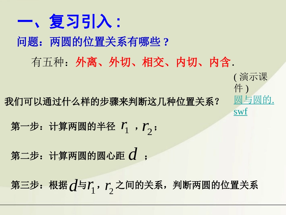 高中数学 223圆和圆的位置关系课件 苏教版必修2 课件_第2页