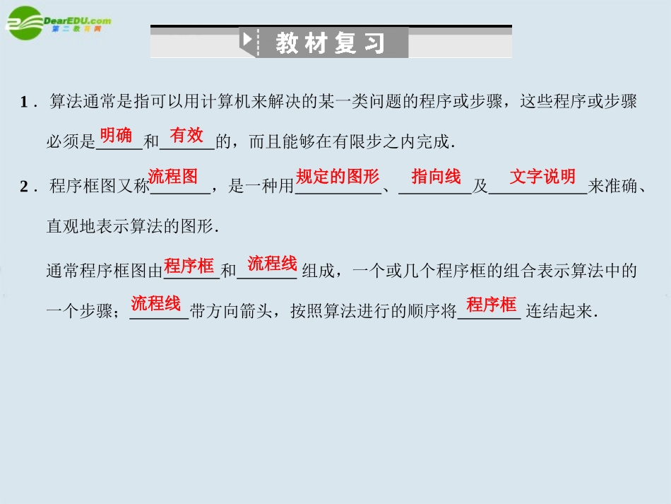 高三数学一轮复习 算法与程序框图课件 北师大版 课件_第2页
