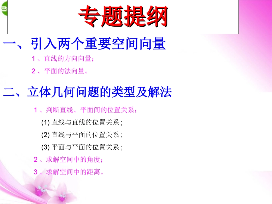 高中数学 空间向量法解决立体几何问题课件 新人教版 课件_第2页