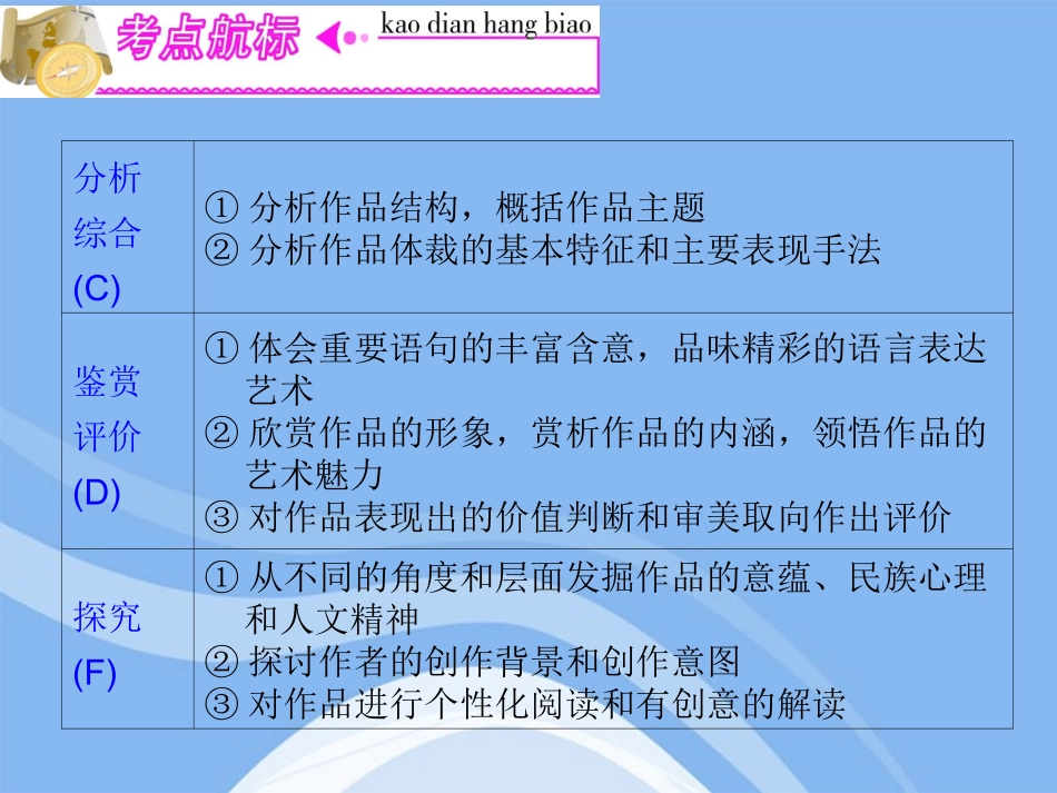 高三语文复习 第6部分第1节 文学类文本阅读之一：小说阅读(上)课件 粤教版 课件_第3页