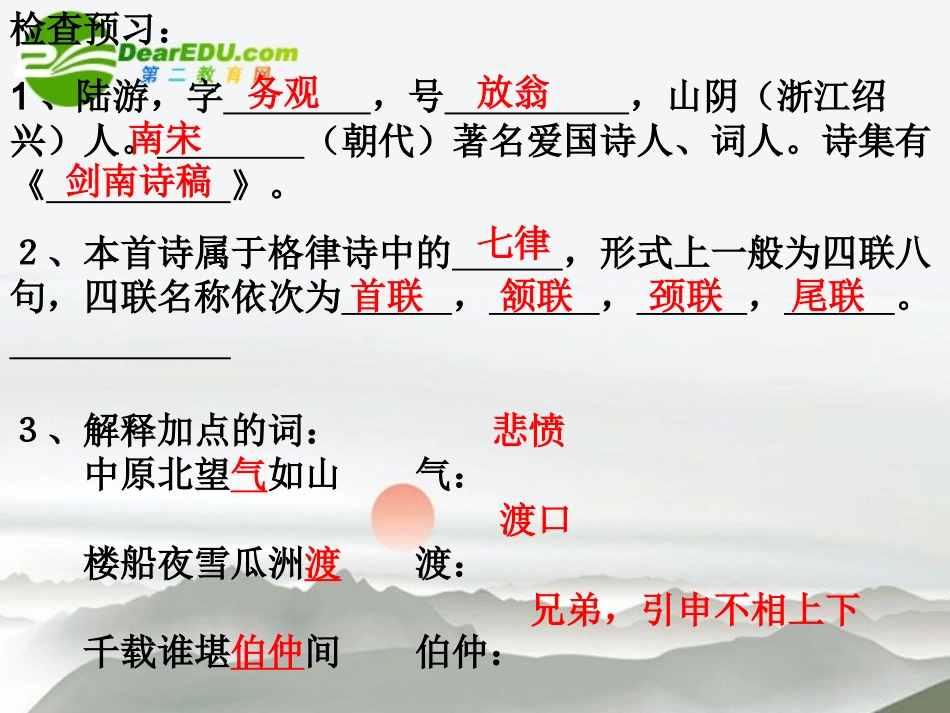 高中语文 第二单元第6课(书愤)课件 新人教版必修3 课件_第1页