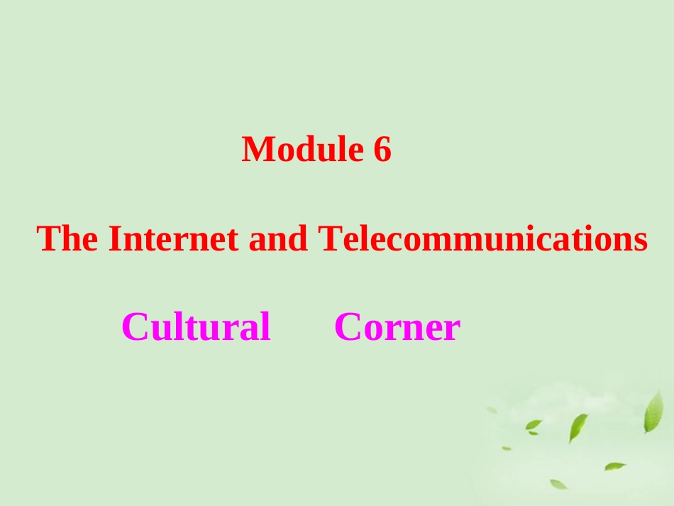 高中英语 Module6 Cultural Corner课件 外研版必修1 课件_第1页