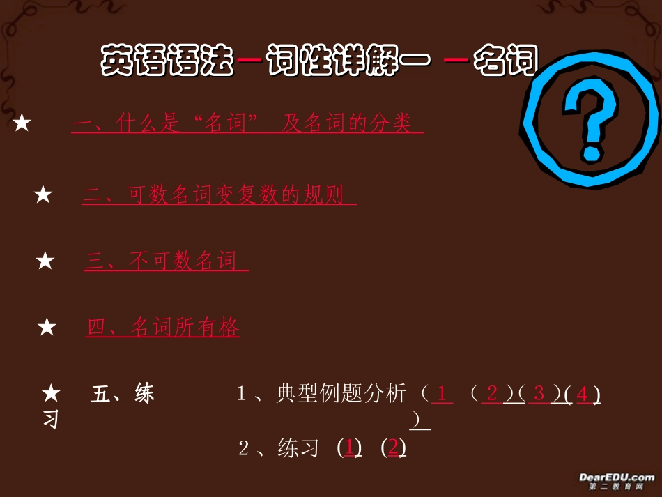 英语语法 词性详解一 名词 课件_第1页