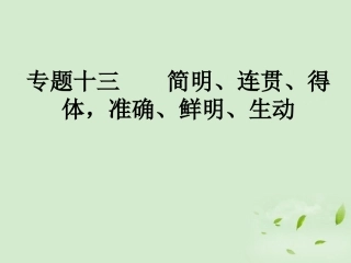 高考语文总复习 专题十三  简明、连贯、得体，准确、鲜明、生动精品课件练习课件 新人教版 课件