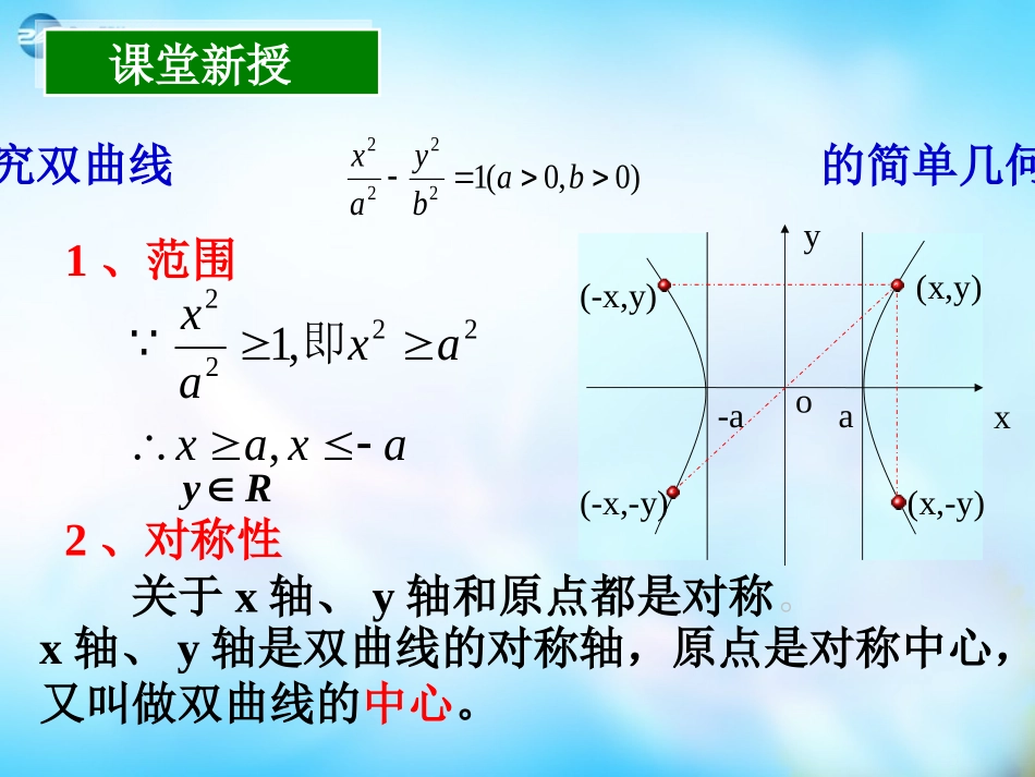 高中数学 2.3.2双曲线的几何性质课件 新人教A版选修2-1  课件_第3页