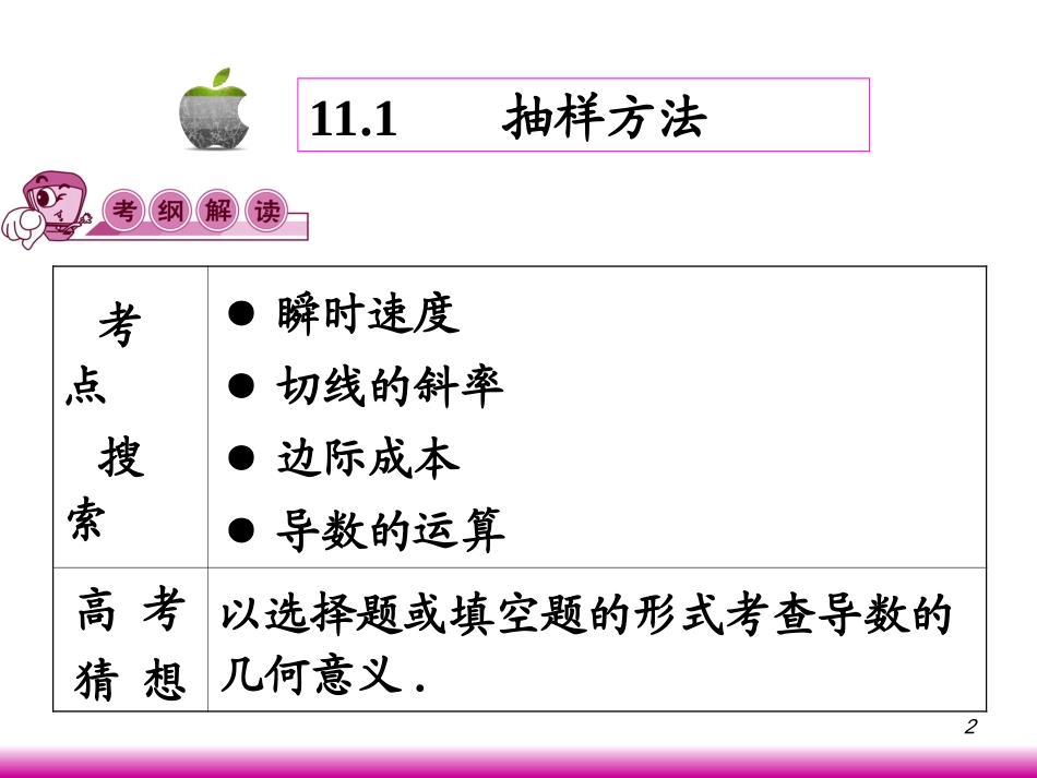 高考数学第一轮总复习11.3导数的概念及运算课件 文 (广西专版) 课件_第2页