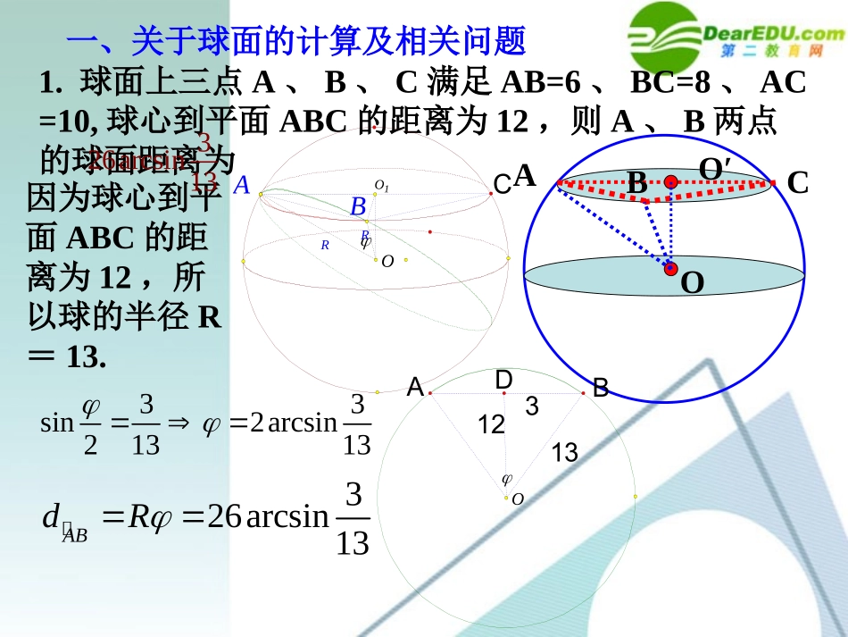 高考数学 考前复习 直线平面简单几何体问题的知识点导学03－与球相关的相关计算问题课件 新人教A版 课件_第3页