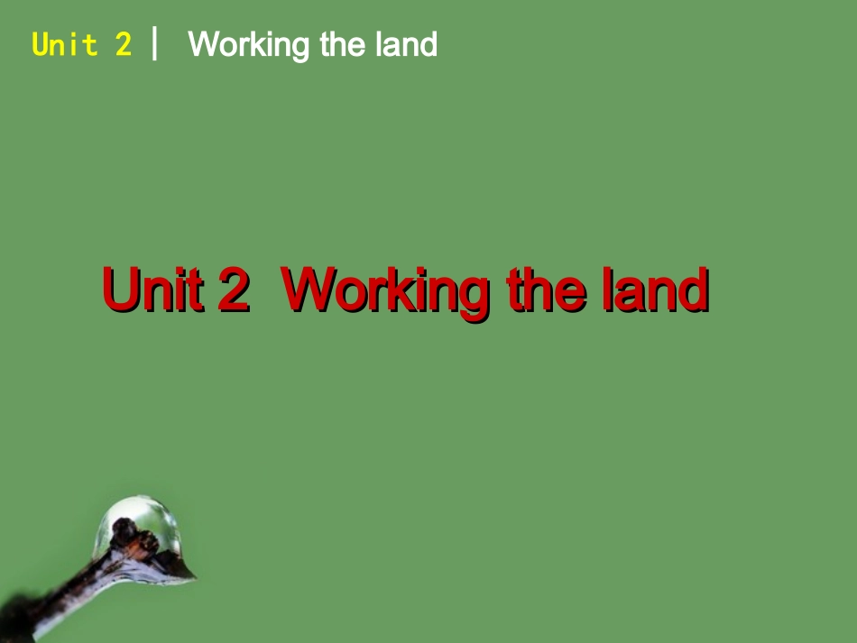 高考英语 第2讲_Unit_2__Working_the_land课件 北师大版必修4 课件_第1页