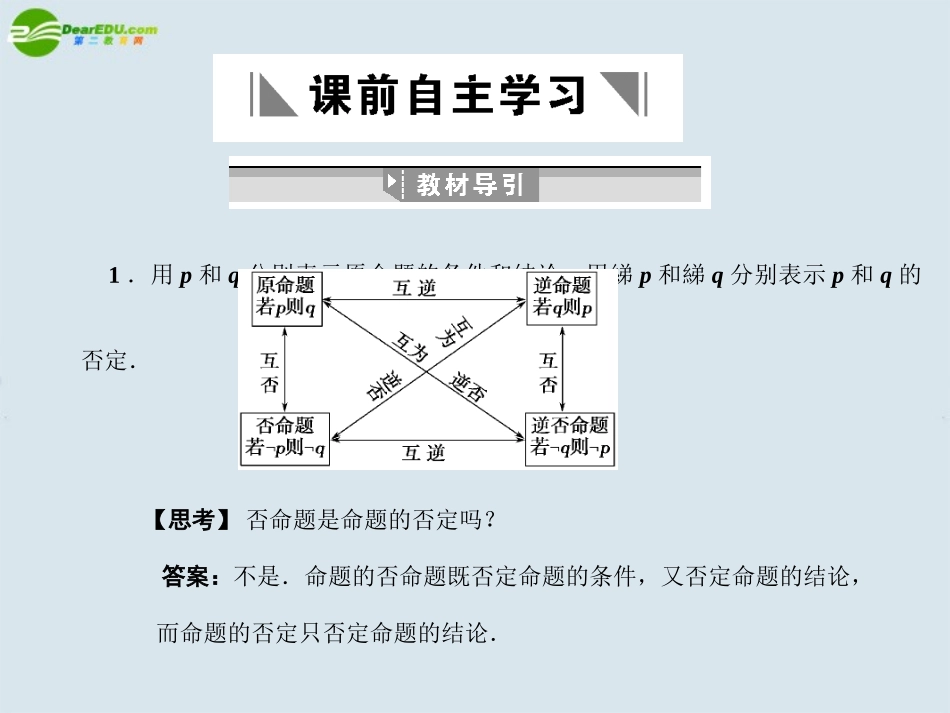 高三数学一轮复习 第2讲  命题及其关系、充分条件与必要条件课件_第2页
