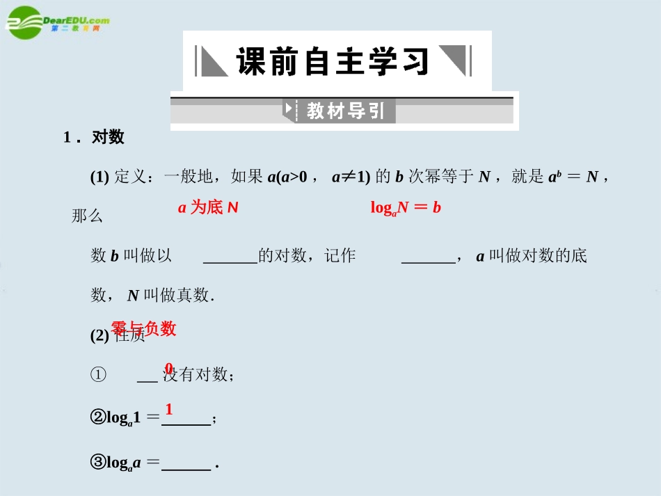 高三数学一轮复习 第2知识块第8讲对数与对数函数课件_第2页
