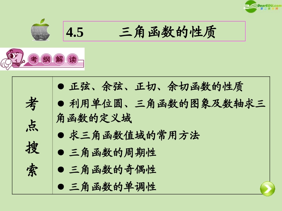 高三数学第一轮总复习 4.5 三角函数的性质课件_第2页