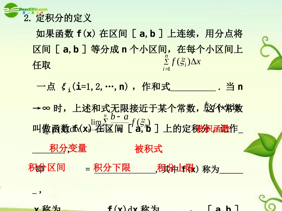 高考数学 3.3  定积分总复习课件_第2页