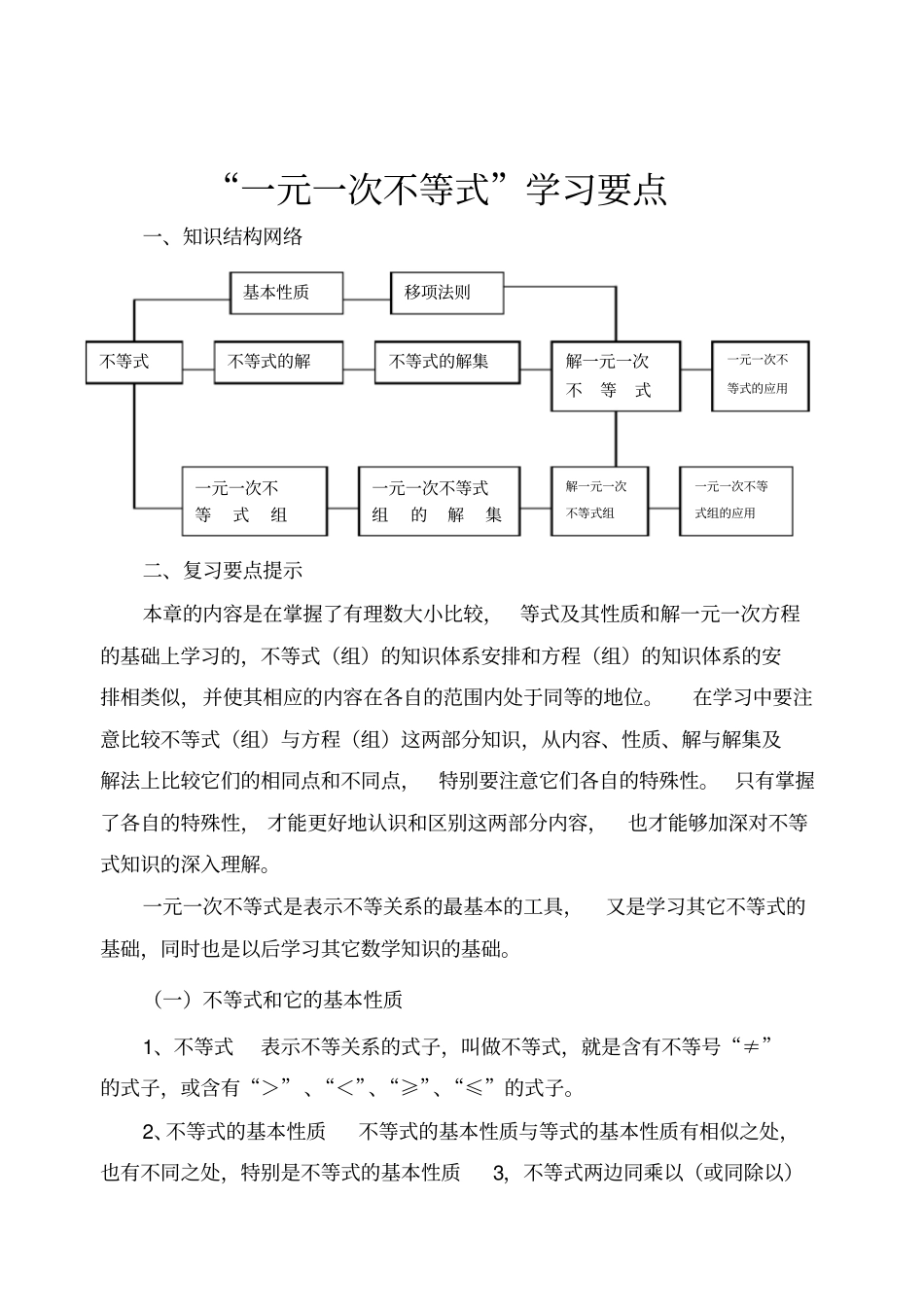 元次不等式学习要点_第1页
