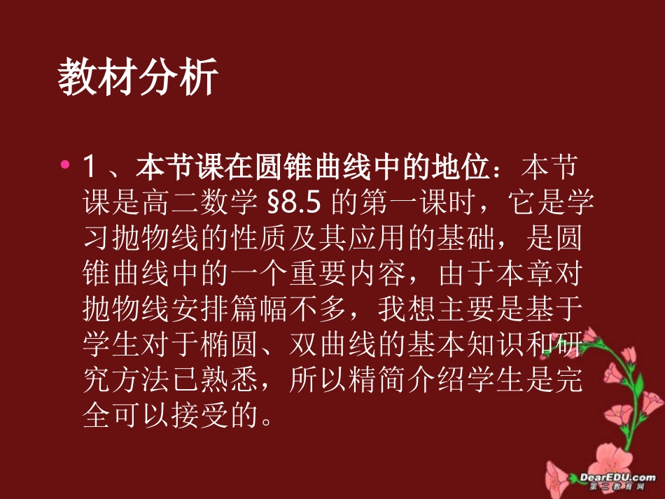 高二数学抛物线说课课件_第2页