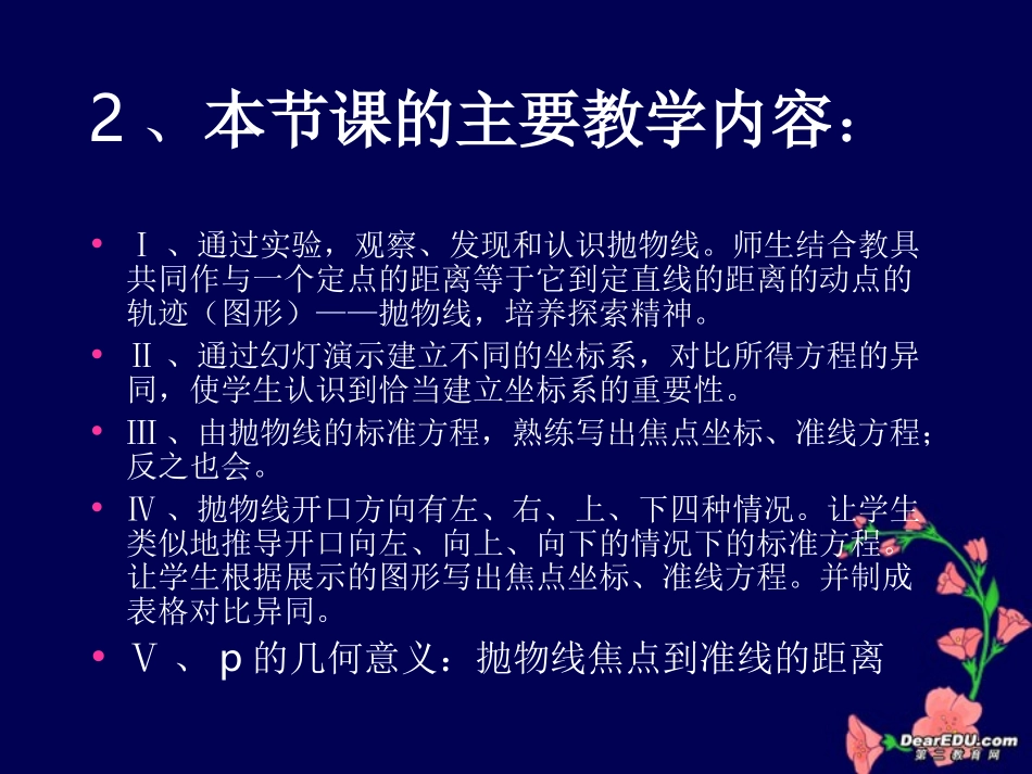 高二数学抛物线说课课件_第3页