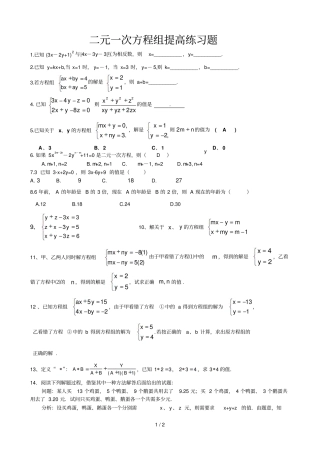 元次方程组提高练习题