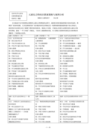 元素化合物知识教学策略与案例分析