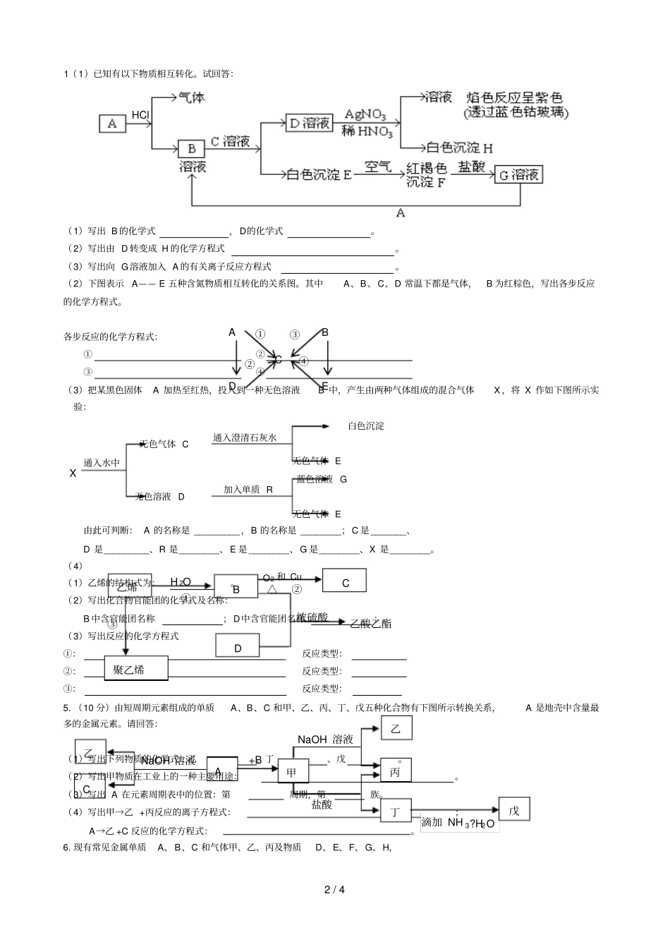 元素化合物推断专项复习_第2页